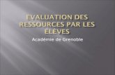 Académie de Grenoble. Après lutilisation en classe dune activité de type ressources accompagnées, des questionnaires ont été distribués aux élèves puis.