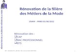 RÉNOVATION DE LA FILIÈRE DES MÉTIERS DE LA MODE PNF – rénovation CAP _ BAC PRO – BTS / Le 01 juin 2012 CNAM PARIS Rénovation de la filière des Métiers.