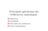 Principes généraux de l'inférence statistique Inférence Variabilité Intervalle de confiance Tests statistiques.