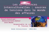 Les différences interculturelles : sources de tensions dans le monde des affaires Travail élaboré par : Mohamed Amin Arfeoui Imen Malek Responsable du.