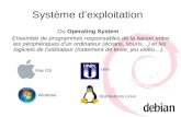 Système dexploitation Ou Operating System : Ensemble de programmes responsables de la liaison entre les périphériques d'un ordinateur (écrans, souris…)