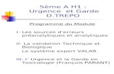 5ème A H1 : Urgence et Garde D.TREPO Programme du Module I- Les sources derreurs préanalytiques et analytiques II- La validation Technique et Biologique.