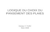 LOGIQUE DU CHOIX DU PANSEMENT DES PLAIES Docteur Y.TURC Mars 2009.