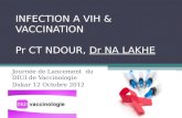 INFECTION A VIH & VACCINATION Pr CT NDOUR, Dr NA LAKHE Journée de Lancement du DIUI de Vaccinologie Dakar 12 Octobre 2012.