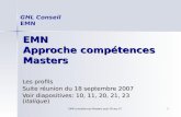 EMN compétences Masters post 18 sep 07 1 EMN Approche compétences Masters Les profils Suite réunion du 18 septembre 2007 Voir diapositives: 10, 11, 20,