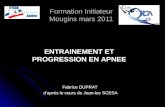 Formation Initiateur Mougins mars 2011 Fabrice DUPRAT daprès le cours de Jean-luc SCESA ENTRAINEMENT ET PROGRESSION EN APNEE.