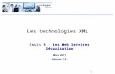 1 Les technologies XML Cours 8 : Les Web Services Sécurisation Mars 2011 - Version 1.0 -