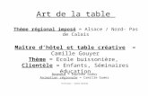 Art de la table Thème régional imposé = Alsace / Nord- Pas de Calais Barmaid = Daphnée Godoy Animation régionale = Camille Gumez Professeur : Sophie Abraham.