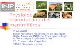 Physiologie de la reproduction des mammifères V. Gayrard Ecole Nationale Vétérinaire de Toulouse Unité Associée INRA de Physiopathologie et Toxicologie.