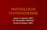 PATHOLOGIE THYROIDIENNE Jeudi 11 janvier 2007 Dr Gwénaëlle ARNAULT Endocrinologie CHBA.