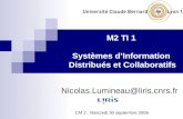 M2 TI 1 Systèmes dInformation Distribués et Collaboratifs Nicolas.Lumineau@liris.cnrs.fr CM 2 : Mercredi 30 septembre 2009.