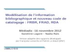 Modélisation de linformation bibliographique et nouveau code de catalogage : FRBR, FRAD, RDA Médiadix -16 novembre 2012 Sandrine Lagore – Nadia Raïs Version.