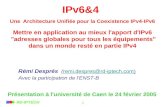 1 IPv6&4 Une Architecture Unifiée pour la Coexistence IPv4-IPv6 Rémi Després (remi.despres@rd-iptech.com)remi.despres@rd-iptech.com Avec la participation.