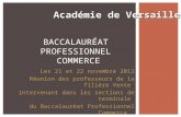 Les 21 et 22 novembre 2012 Réunion des professeurs de la filière Vente intervenant dans les sections de terminale du Baccalauréat Professionnel Commerce.