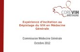 Expérience dincitation au Dépistage du VIH en Médecine Générale Commission Médecine Générale Octobre 2012.