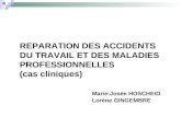 REPARATION DES ACCIDENTS DU TRAVAIL ET DES MALADIES PROFESSIONNELLES (cas cliniques) Marie-Josée HOSCHEID Lorène GINGEMBRE.
