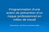 Programmation dune action de prévention dun risque professionnel en milieu de travail Patrick Bouvier JDV Reims Janvier/février 2006.