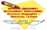 Thierry Falconnet - IEN histoire et géographie - mars-avril 20091 NOUVEAUX PROGRAMMES BACCALAUREAT PROFESIONNEL Histoire-Géographie - éducation civique.