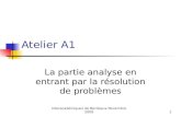 Interacadémiques de Bordeaux Novembre 20091 Atelier A1 La partie analyse en entrant par la résolution de problèmes.