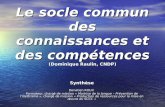 Le socle commun des connaissances et des compétences (Dominique Raulin, CNDP) Synthèse Donatien ROUX Formateur, chargé de mission « Maitrise de la langue.
