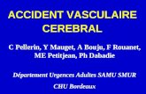 ACCIDENT VASCULAIRE CEREBRAL C Pellerin, Y Mauget, A Bouju, F Rouanet, ME Petitjean, Ph Dabadie Département Urgences Adultes SAMU SMUR CHU Bordeaux.