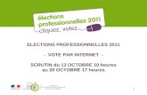 ELECTIONS PROFESSIONNELLES 2011 - VOTE PAR INTERNET - SCRUTIN du 13 OCTOBRE 10 heures au 20 OCTOBRE 17 heures 1.