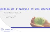 La gestion de lénergie et des déchets Le coût de lénergie Jean-Marie BAILLY 2 ème forum STI2D 21 mars 2013 AUBELEC Equipements électriques et électroniques.