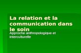 La relation et la communication dans le soin Approche anthropologique et interculturelle.