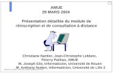 1 AMUE mars 2004 : Séminaire détaillé présentation Web AMUE 29 MARS 2004 Présentation détaillée du module de réinscription et de consultation à distance.