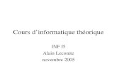 Cours dinformatique théorique INF f5 Alain Lecomte novembre 2005.