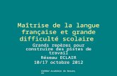 CASNAV Académie de Besançon Maîtrise de la langue française et grande difficulté scolaire Grands repères pour construire des pistes de travail Réseau ECLAIR.