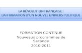 FORMATION CONTINUE Nouveaux programmes de Seconde 2010-2011.