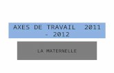 AXES DE TRAVAIL 2011 - 2012 LA MATERNELLE. Découverte du monde : découvrir les objets, les matières, le vivant 9/11/2011 et 22/02/2012 « Plan pour les.
