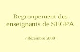Regroupement des enseignants de SEGPA 7 décembre 2009.