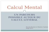 UN PARCOURS POSSIBLE AUTOUR DU CALCUL LITTÉRAL Calcul Mental Pascale Boulais et Maxime Cambon Stage 2013.
