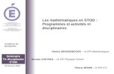20 février 2013 Séminaire Tri disciplinaire STI2D Les mathématiques en STI2D : Programmes et activités tri disciplinaires Académie de Montpellier Patrick.