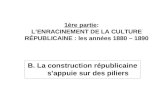B. La construction républicaine sappuie sur des piliers 1ère partie: LENRACINEMENT DE LA CULTURE RÉPUBLICAINE : les années 1880 – 1890