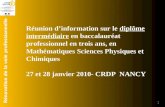 Rénovation de la voie professionnelle 1 Réunion dinformation sur le diplôme intermédiaire en baccalauréat professionnel en trois ans, en Mathématiques.