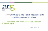 Contrat de bon usage IDF Etablissements dialyse Synthèse des résultats du rapport détape 2010 Ile-de-France OMEDIT, ARS IDF, 2011.