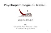 1 Psychopathologie du travail Jérôme DINET M1 Université Paul Verlaine – Metz LABPSYLOR (EA 3947)
