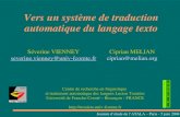 Vers un système de traduction automatique du langage texto Centre de recherche en linguistique et traitement automatique des langues Lucien Tesnière Université