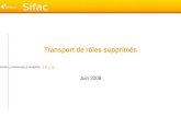 S i f a c Système dInformation Financier Analytique et Comptable Sifac Transport de rôles supprimés Juin 2008.