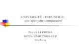 UNIVERSITÉ - INDUSTRIE: une approche comparative Patrick LLERENA BETA- UMR CNRS-ULP Strasbourg.