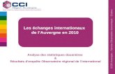 CCIR Auvergne – Service Observation économique / Etudes Les échanges internationaux de lAuvergne en 2010 Analyse des statistiques douanières & Résultats.
