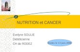 NUTRITION et CANCER Evelyne SOULIE Di©t©ticienne CH de RODEZ Rodez le 13 juin 2008