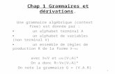Chap 1 Grammaires et dérivations. Une grammaire algébrique (context free) est donnée par : un alphabet terminal A un alphabet de variables (non terminal.