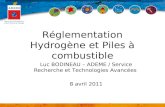 Réglementation Hydrogène et Piles à combustible Luc BODINEAU – ADEME / Service Recherche et Technologies Avancées 8 avril 2011.