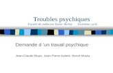 Troubles psychiques Faculté de médecine Xavier Bichat Troisième cycle Demande d un travail psychique Jean-Claude Bouix, Jean-Pierre Aubert, Hervé Moula.