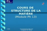COURS DE STRUCTURE DE LA MATIÈRE (Module Ph 13) 12/03/2014Cours de structure de la matière Ph 13 M. Bouguechal IPSA 2010-2011 1.