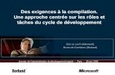 Des exigences à la compilation. Une approche centrée sur les rôles et tâches du cycle de développement Eric Le Loch (Microsoft) Bruno de Combiens (Borland)